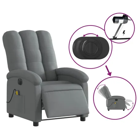 Fauteuil inclinable de massage électrique gris foncé tissu
