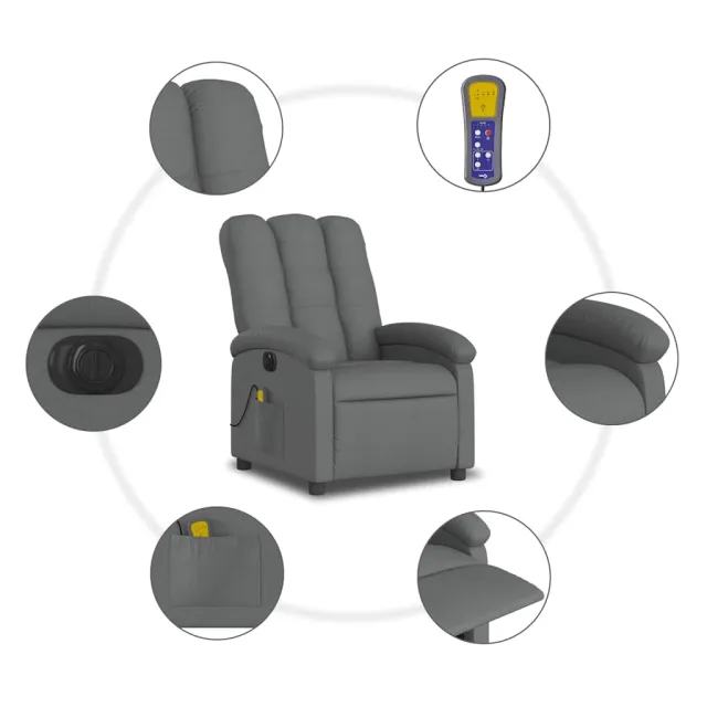 Fauteuil inclinable de massage électrique gris foncé tissu