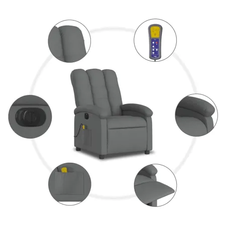 Fauteuil inclinable de massage électrique gris foncé tissu