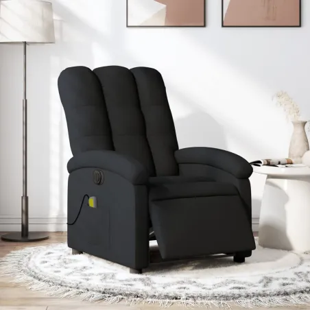 Fauteuil de massage inclinable électrique Noir Tissu