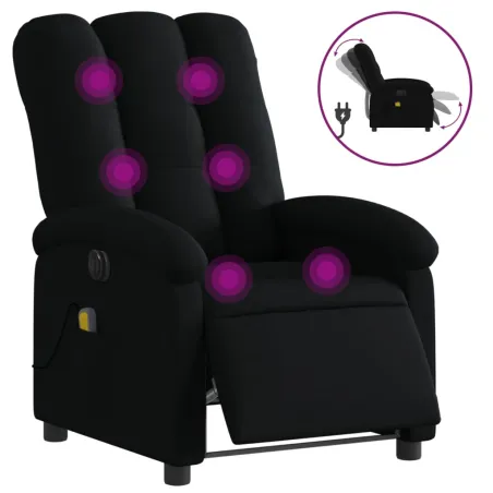 Fauteuil de massage inclinable électrique Noir Tissu