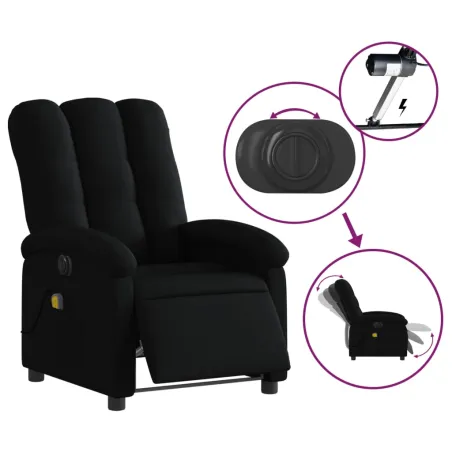 Fauteuil de massage inclinable électrique Noir Tissu