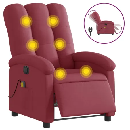 Fauteuil de massage inclinable électrique Rouge bordeaux Tissu