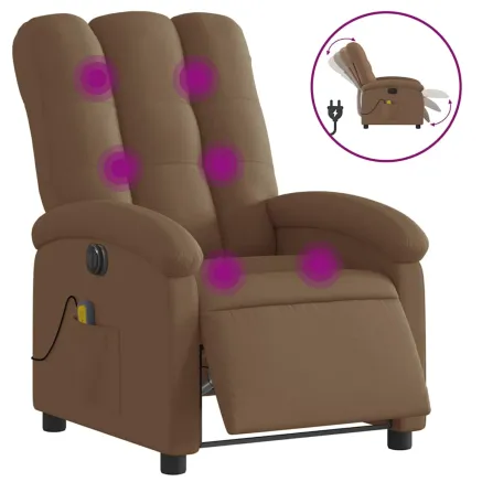 Fauteuil inclinable de massage électrique marron tissu 2