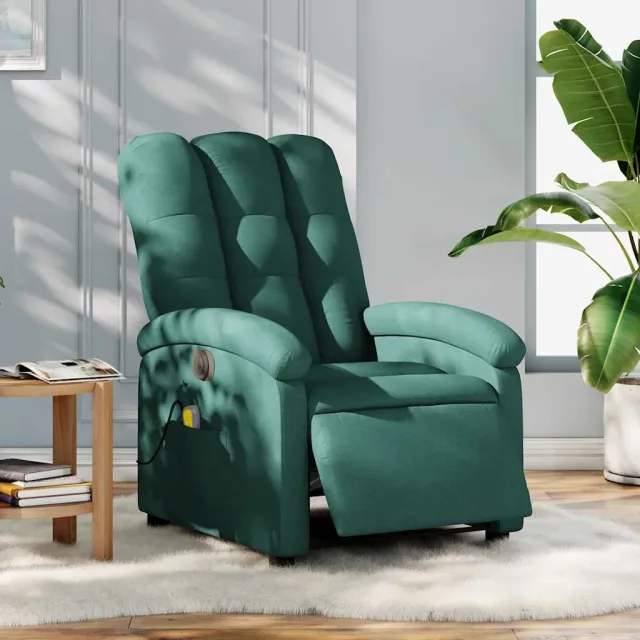 Fauteuil de massage inclinable électrique Vert foncé Tissu