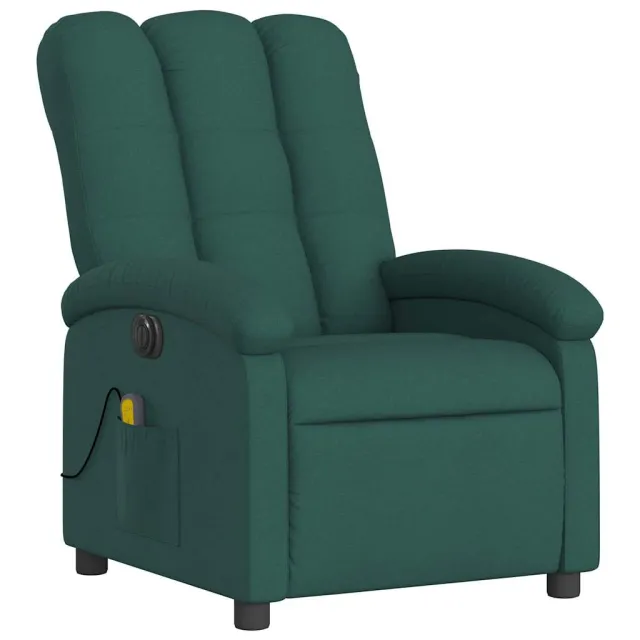 Fauteuil de massage inclinable électrique Vert foncé Tissu