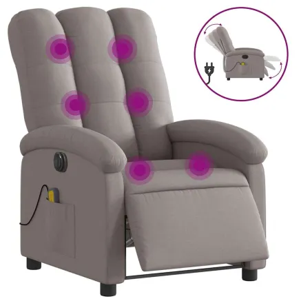 Fauteuil de massage inclinable électrique Taupe Tissu 2