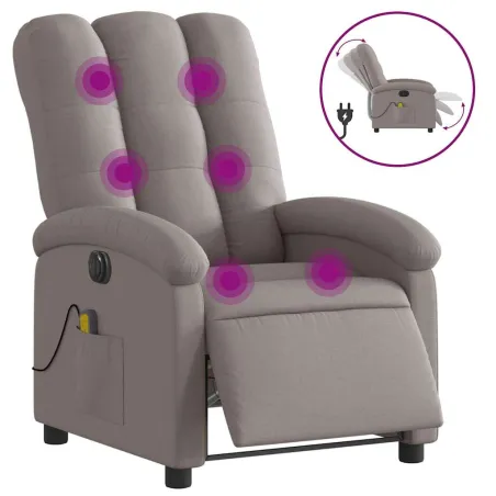 Fauteuil de massage inclinable électrique Taupe Tissu