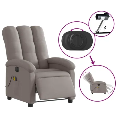 Fauteuil de massage inclinable électrique Taupe Tissu