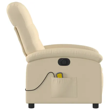 Fauteuil inclinable de massage électrique crème tissu