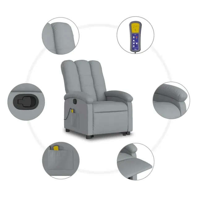 Fauteuil de massage inclinable Gris clair Tissu