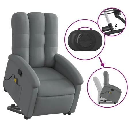 Fauteuil de massage inclinable Gris foncé Tissu