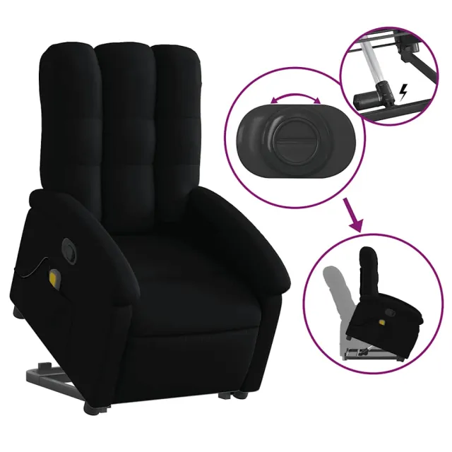 Fauteuil de massage inclinable Noir Tissu
