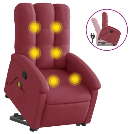 Fauteuil inclinable de massage Rouge bordeaux Tissu 2
