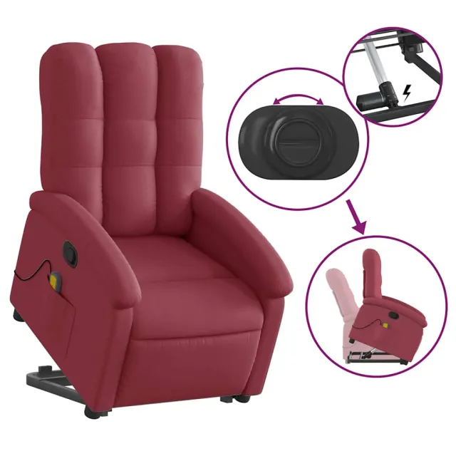 Fauteuil inclinable de massage Rouge bordeaux Tissu
