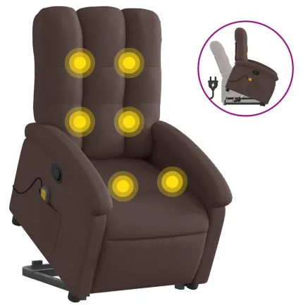 Fauteuil inclinable de massage Marron foncé Tissu 2