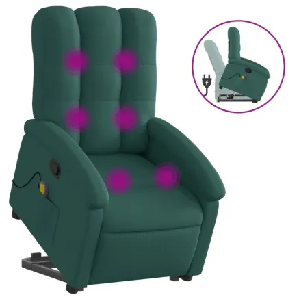 Fauteuil inclinable de massage Vert foncé Tissu 2