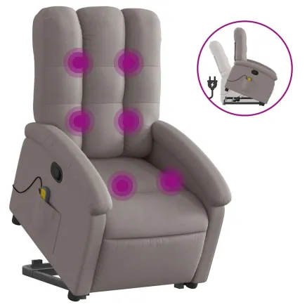 Fauteuil inclinable de massage Taupe Tissu 2