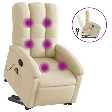 Fauteuil inclinable de massage Crème Tissu 2