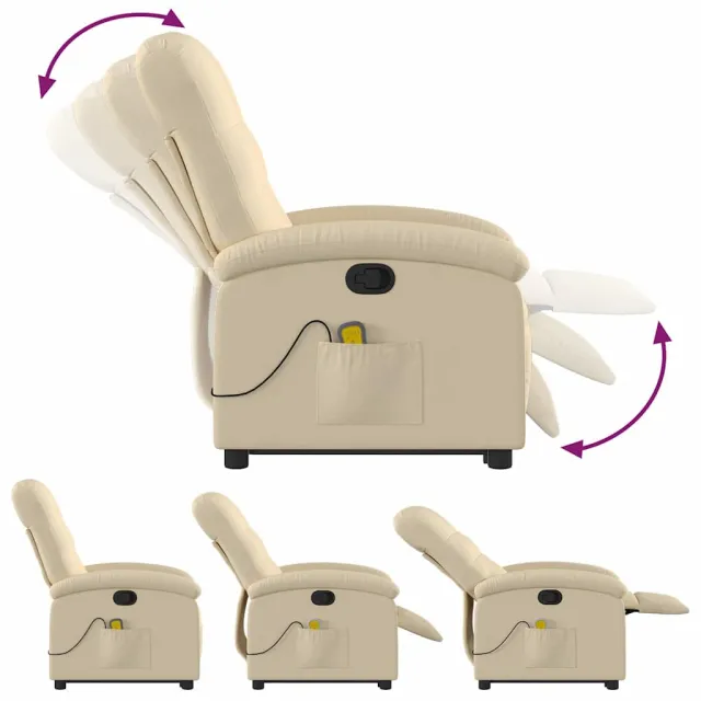 Fauteuil inclinable de massage Crème Tissu