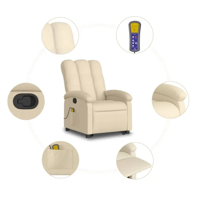 Fauteuil inclinable de massage Crème Tissu