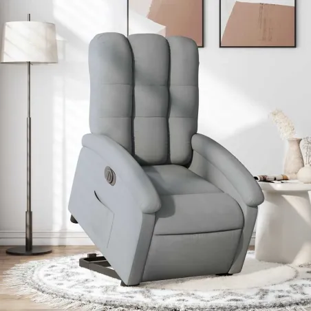 Fauteuil inclinable électrique gris clair tissu