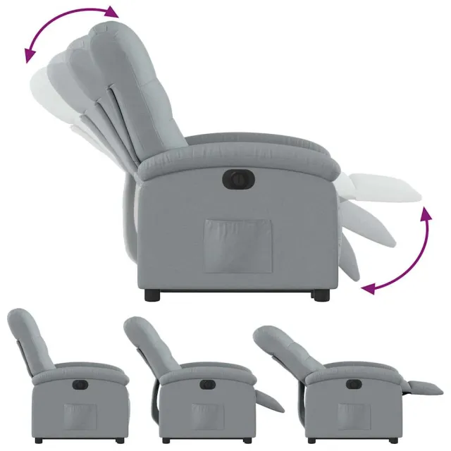 Fauteuil inclinable électrique gris clair tissu
