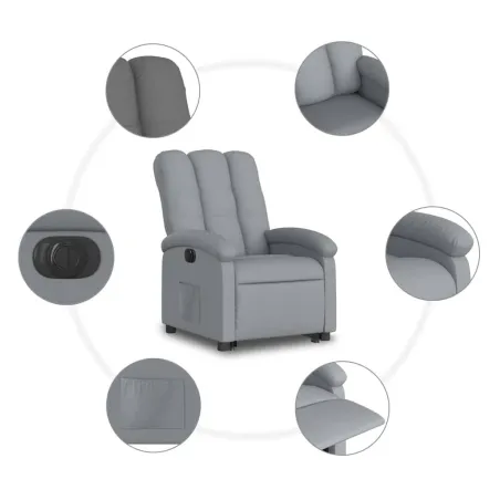 Fauteuil inclinable électrique gris clair tissu