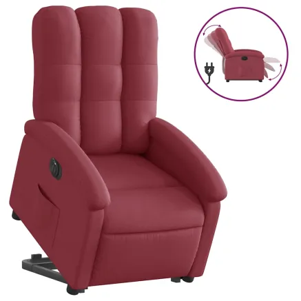 Fauteuil inclinable électrique rouge bordeaux tissu 2