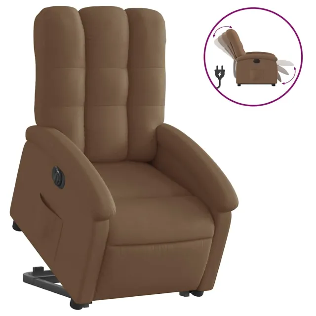 Fauteuil inclinable électrique marron tissu