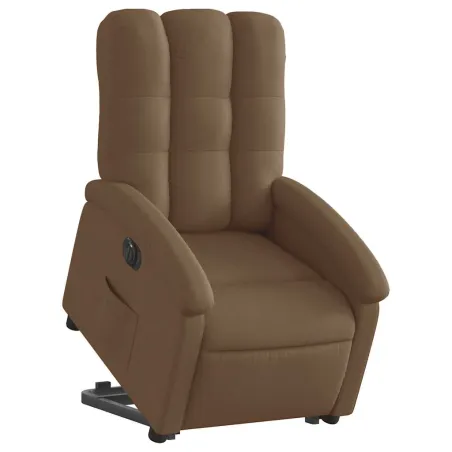 Fauteuil inclinable électrique marron tissu