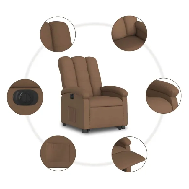 Fauteuil inclinable électrique marron tissu