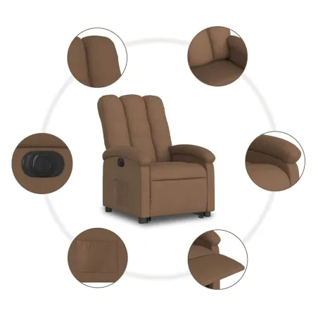 Fauteuil inclinable électrique marron tissu