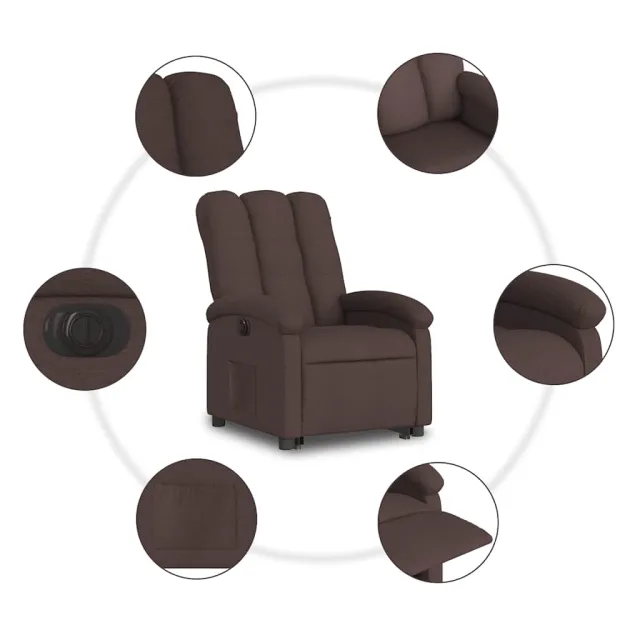 Fauteuil inclinable électrique marron foncé tissu