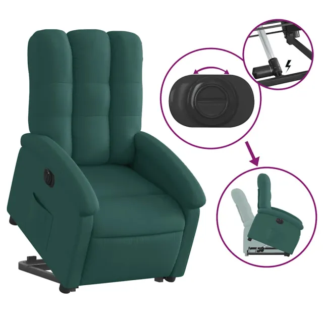 Fauteuil inclinable électrique vert foncé tissu