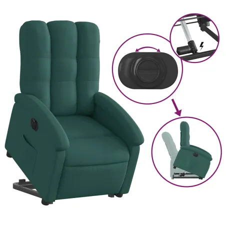 Fauteuil inclinable électrique vert foncé tissu