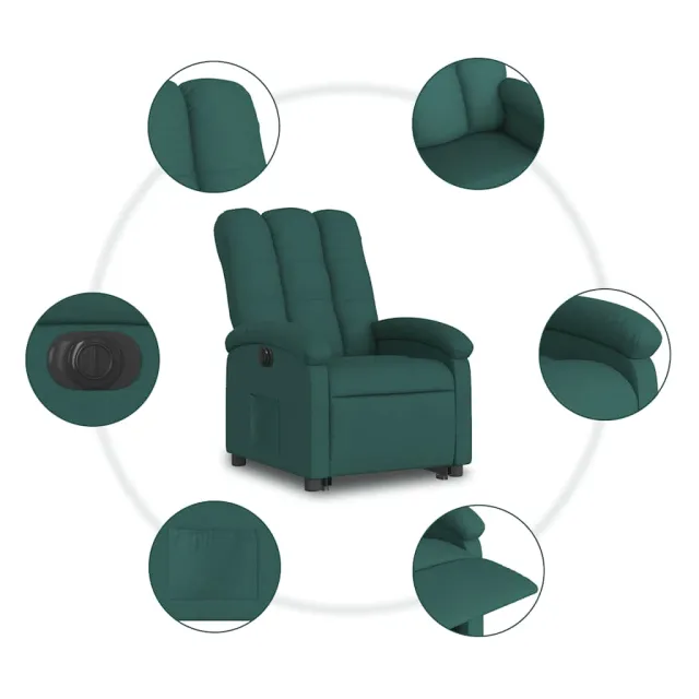 Fauteuil inclinable électrique vert foncé tissu