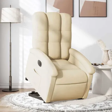 Fauteuil inclinable électrique crème tissu