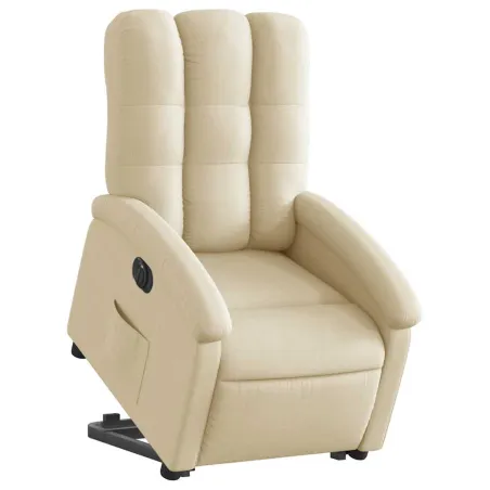 Fauteuil inclinable électrique crème tissu