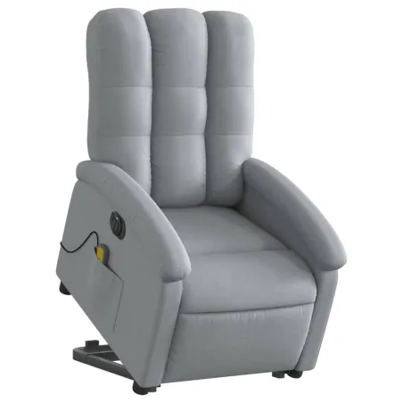 Fauteuil inclinable de massage électrique Gris clair Tissu