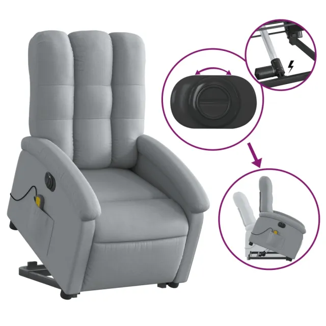 Fauteuil inclinable de massage électrique Gris clair Tissu
