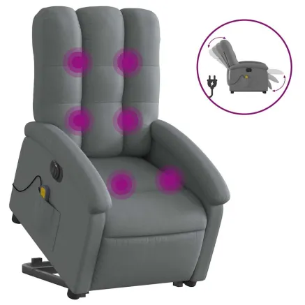 Fauteuil inclinable de massage électrique Gris foncé Tissu 2