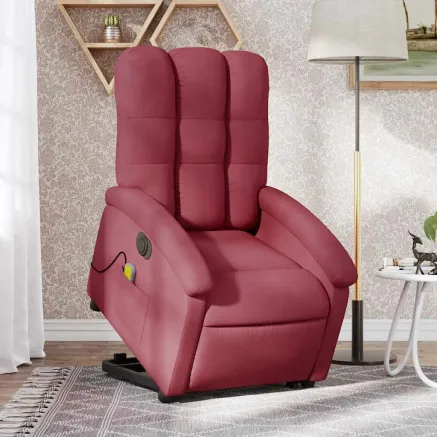 Fauteuil inclinable de massage électrique Rouge bordeaux Tissu