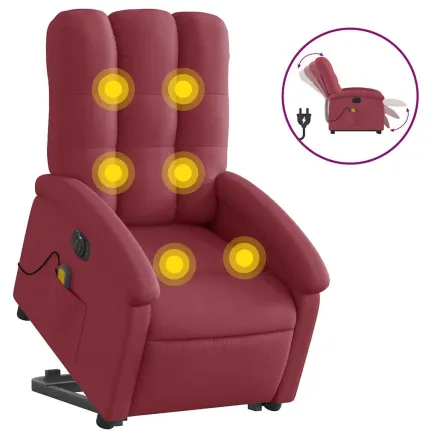 Fauteuil inclinable de massage électrique Rouge bordeaux Tissu 2