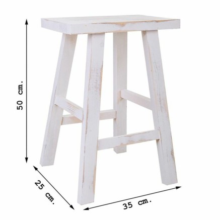 Sgabello Alexandra House Living Bianco Pino 25 x 50 x 35 cm 2