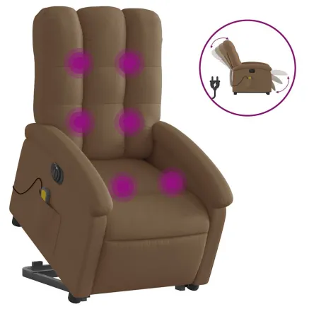 Fauteuil inclinable de massage électrique Marron Tissu 2