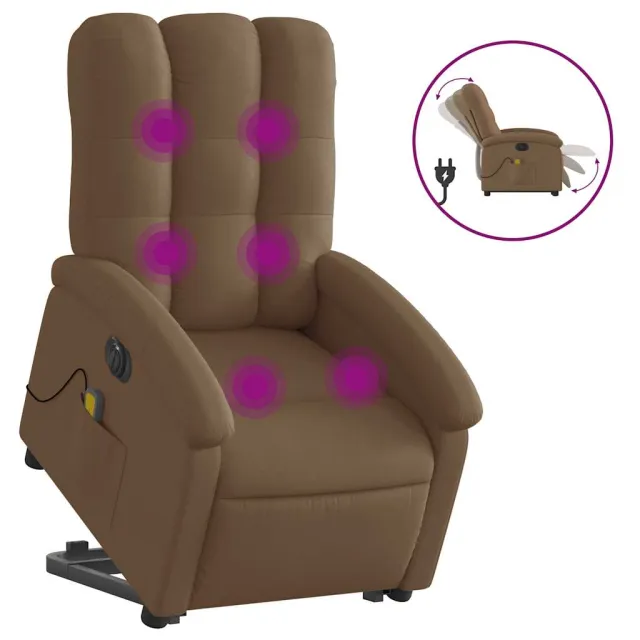 Fauteuil inclinable de massage électrique Marron Tissu