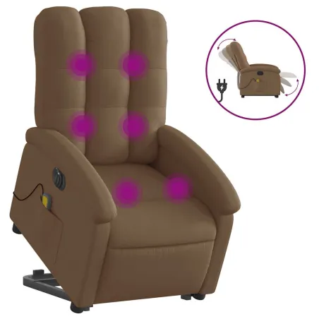 Fauteuil inclinable de massage électrique Marron Tissu