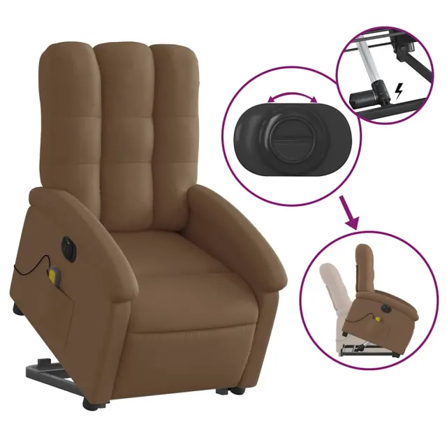 Fauteuil inclinable de massage électrique Marron Tissu