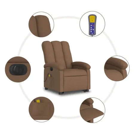 Fauteuil inclinable de massage électrique Marron Tissu
